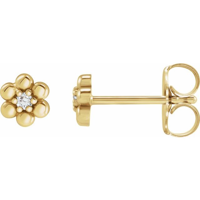 14K .03 CTW Natural Diamond Beaded Daisy Earrings