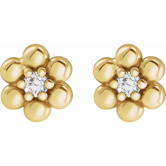 14K .03 CTW Natural Diamond Beaded Daisy Earrings