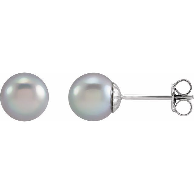 14K 6.5- Cultured Gray Freshwater Pearl Earrings