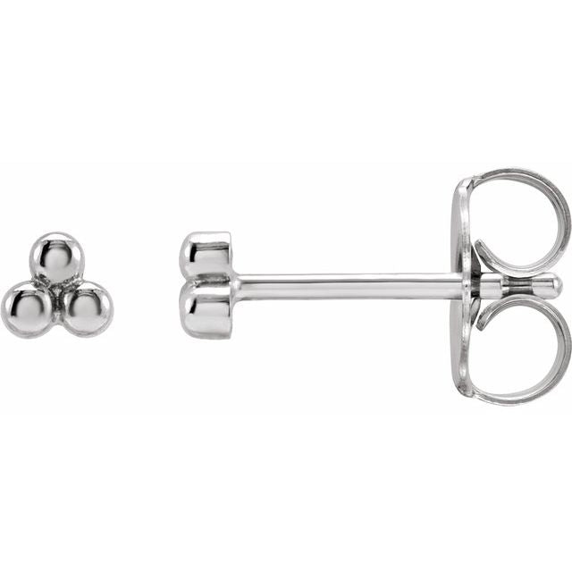 14K 3 Beads Stud Earrings