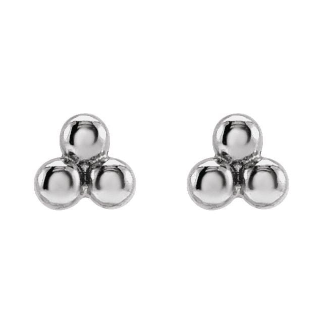 14K 3 Beads Stud Earrings