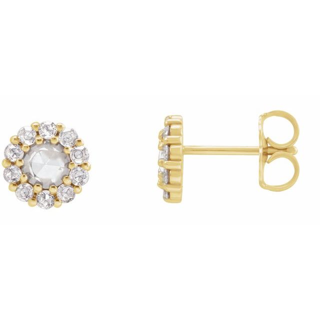 14K 1/2 CTW -Cut Natural Diamond Halo-Style Earrings
