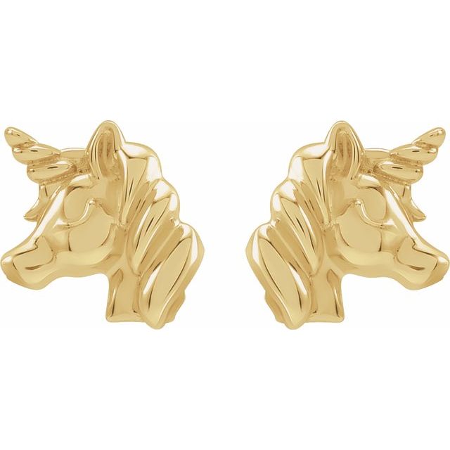 14K Youth Unicorn Earrings