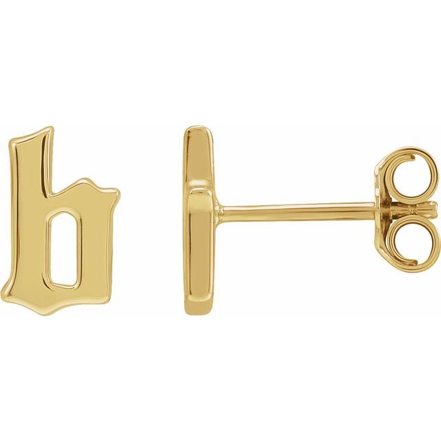 14K Gothic Initial B Earring