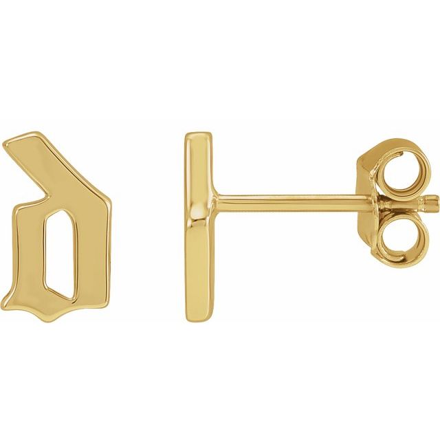 14K Gothic Initial D Earring