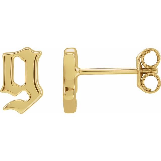 14K Gothic Initial G Earring