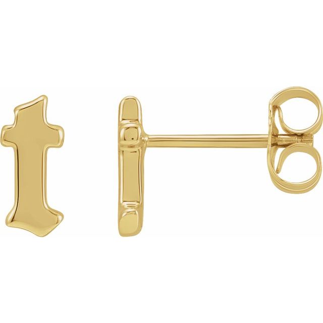14K Gothic Initial T Earring