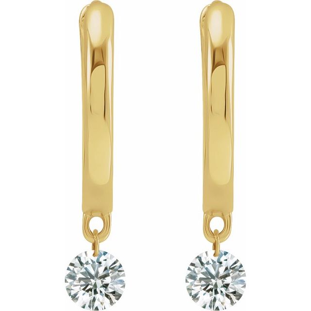 14K 1/3 CTW Drilled Natural Diamond Hinged Hoop Earrings