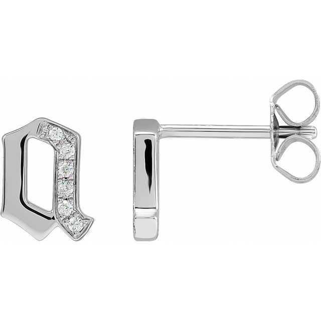 14K .03 CTW Natural Diamond Gothic Initial A Earring