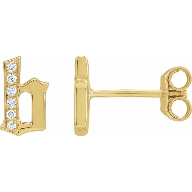 14K .03 CTW Natural Diamond Gothic Initial B Earring