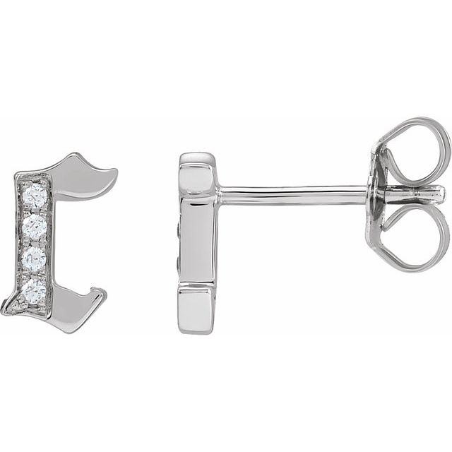 14K .03 CTW Natural Diamond Gothic Initial C Earring
