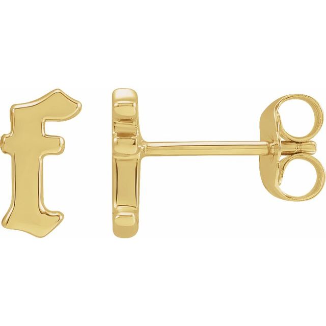 14K Gothic Initial F Earring