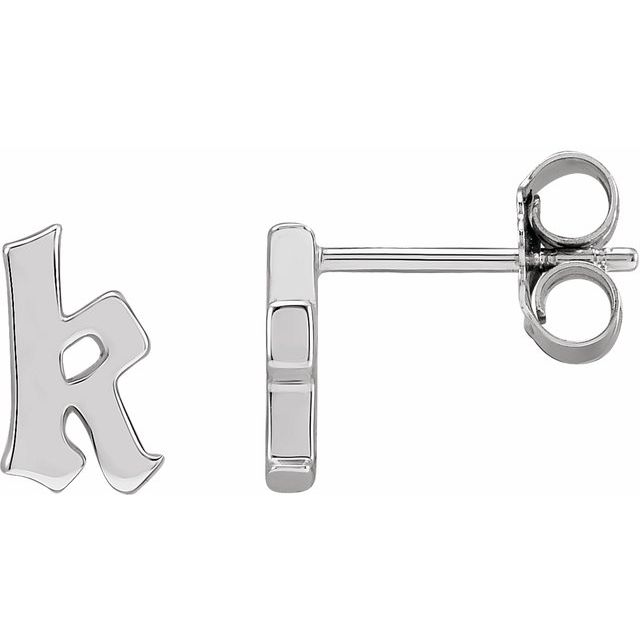 14K Gothic Initial K Earring