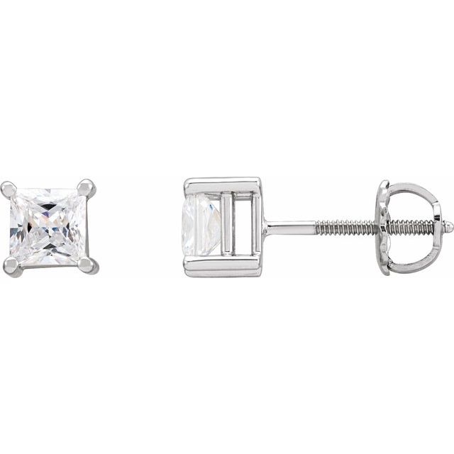 14K Square Imitation Cubic Zirconia Earrings