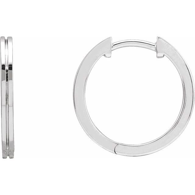 14K Grooved Hinged Huggie Hoop Earrings