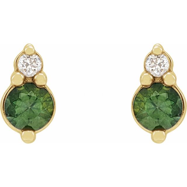14K Natural Green Sapphire & .03 CTW Natural Diamond Earrings