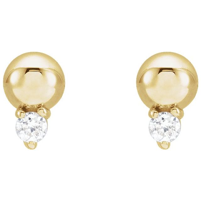 14K .03 CTW Natural Diamond Bead Earrings
