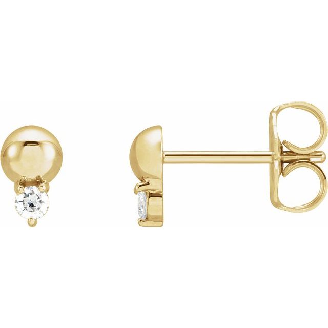 14K .06 CTW Natural Diamond Bead Earrings