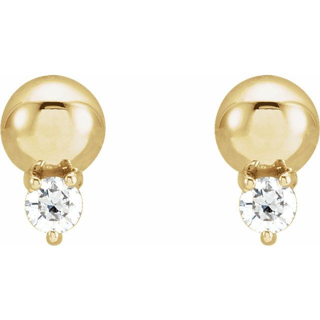 14K .06 CTW Natural Diamond Bead Earrings