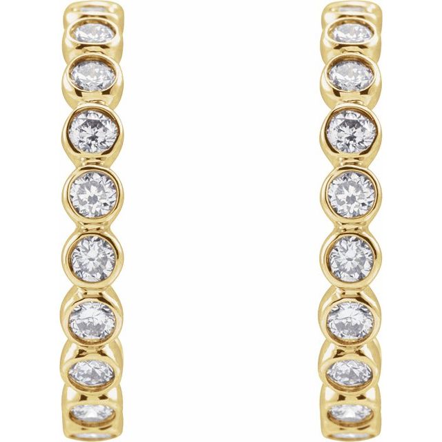 14K 3/8 CTW Lab-Grown Diamond Hoop Earrings