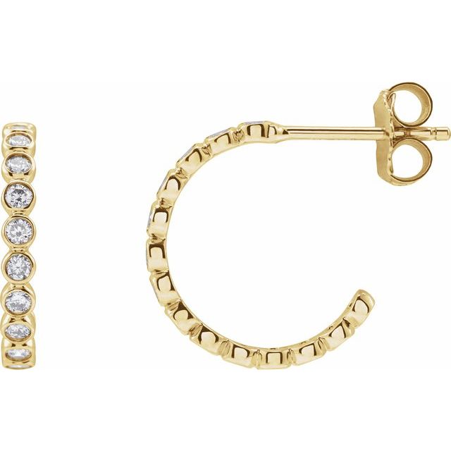 14K 3/8 CTW Lab-Grown Diamond Hoop Earrings