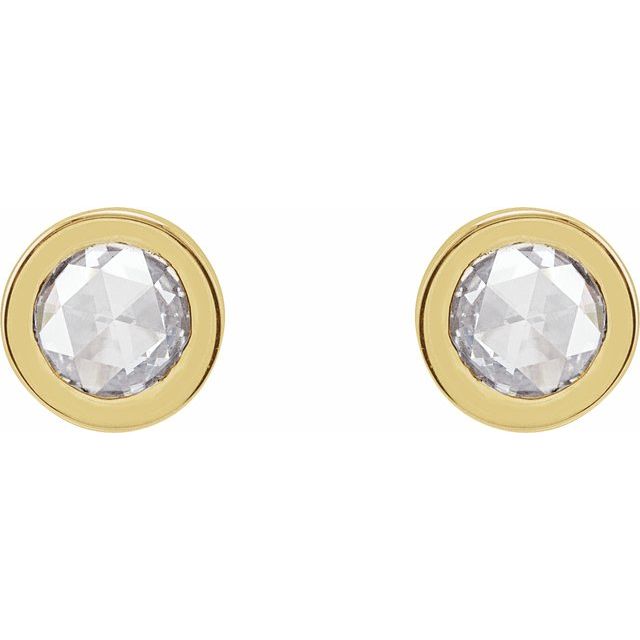 14K 1/3 CTW -Cut Natural Diamond Bezel-Set Earrings