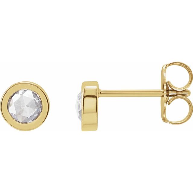 14K 1/3 CTW -Cut Natural Diamond Bezel-Set Earrings
