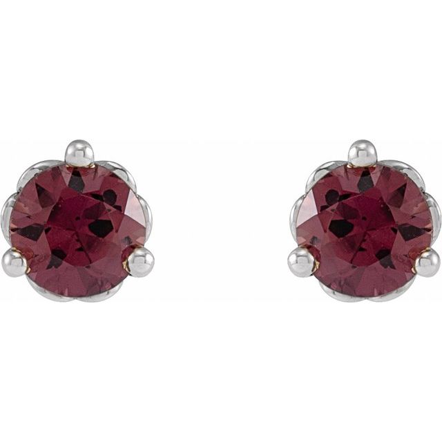 Sterling Silver Natural Rhodolite Garnet Cocktail-Style Earrings