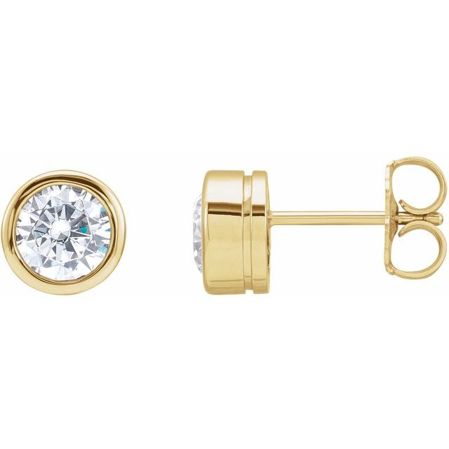 14K Round Imitation Cubic Zirconia Bezel-Set Earrings