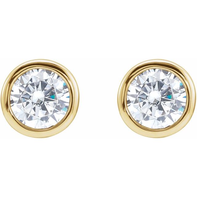 14K Round Imitation Cubic Zirconia Bezel-Set Earrings