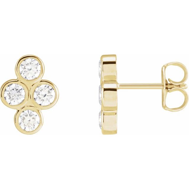 14K 3/4 CTW Diamond Bezel-Set Cluster Earrings