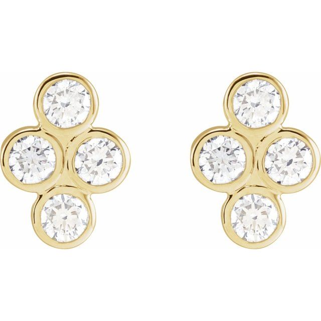 14K 3/4 CTW Diamond Bezel-Set Cluster Earrings