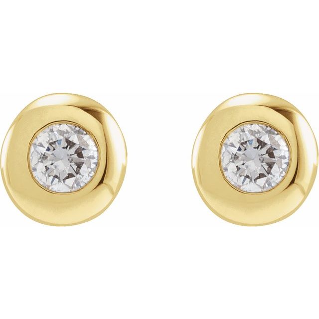 14K 1 CTW Natural Diamond Domed Bezel-Set Solitaire Earrings