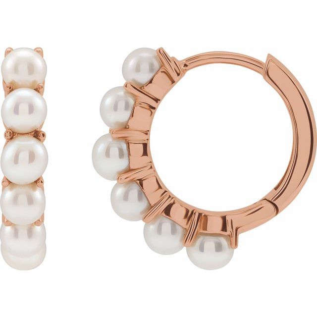 14K Cultured Freshwater Pearl Huggie Hoop Earrings