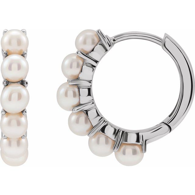 14K Cultured Freshwater Pearl Huggie Hoop Earrings