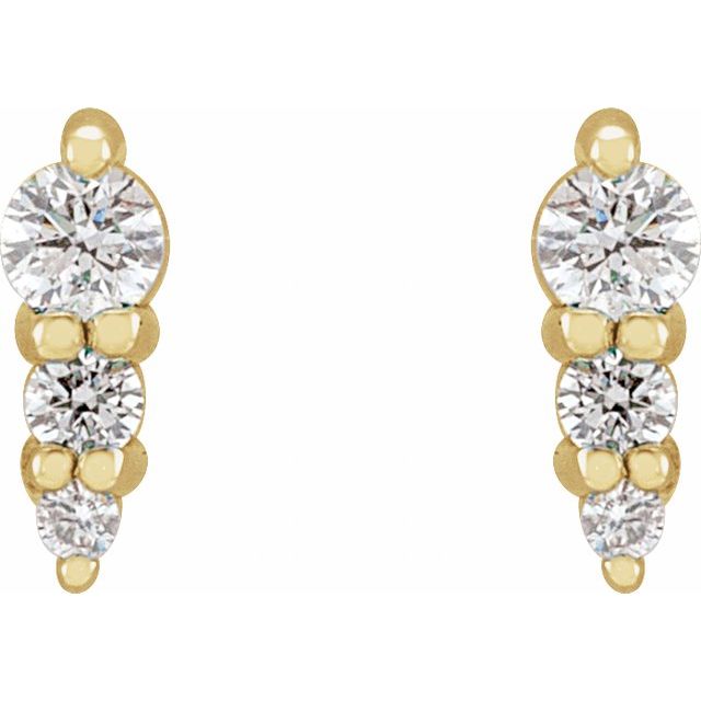 14K .08 CTW Natural Diamond Graduated Bar Earrings