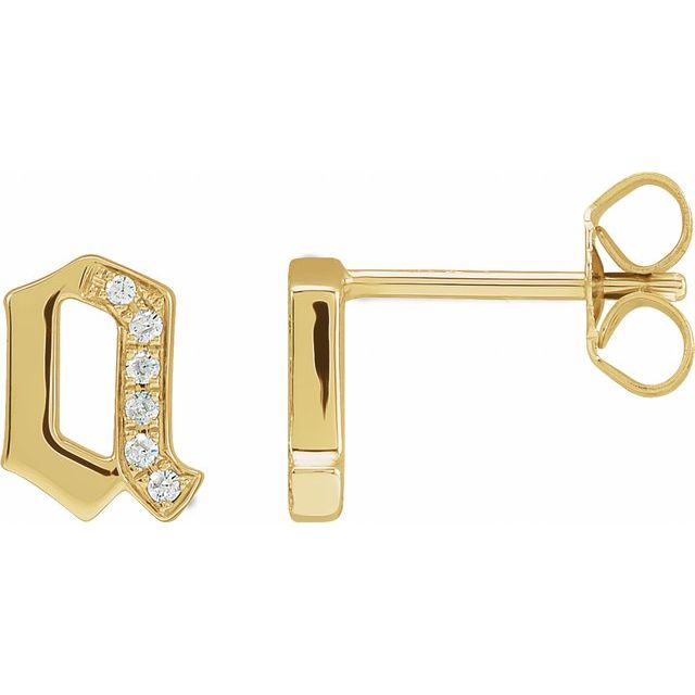 14K .03 CTW Natural Diamond Gothic Initial A Earring