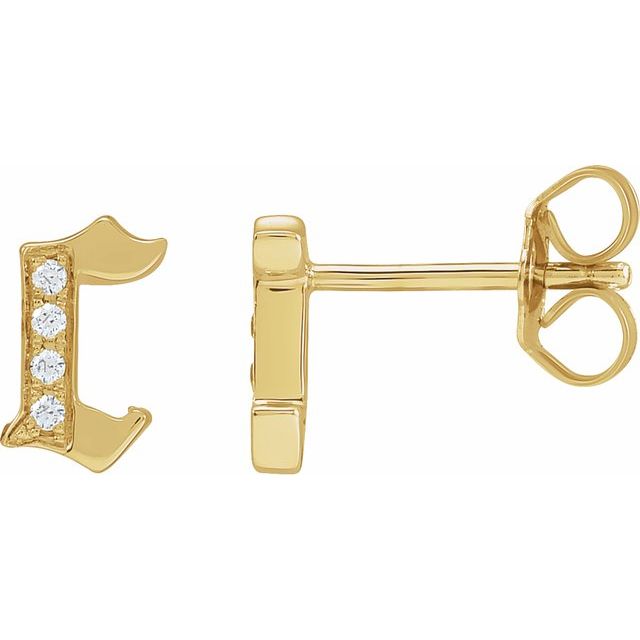 14K .03 CTW Natural Diamond Gothic Initial C Earring