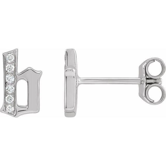 14K .03 CTW Natural Diamond Gothic Initial B Earring