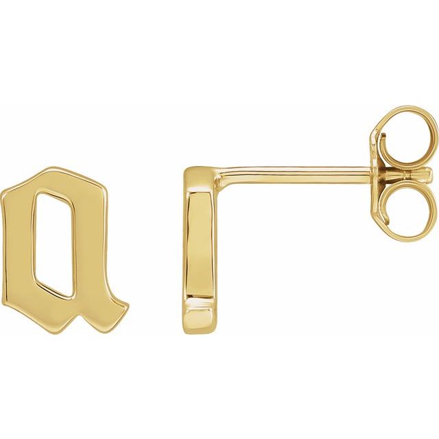 14K Gothic Initial A Earring