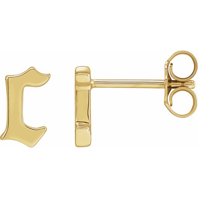 14K Gothic Initial C Earring
