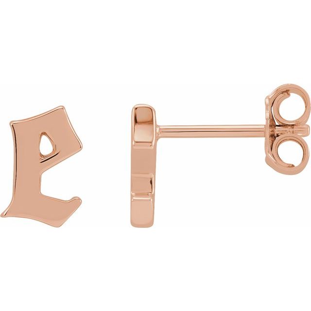 14K Gothic Initial E Earring