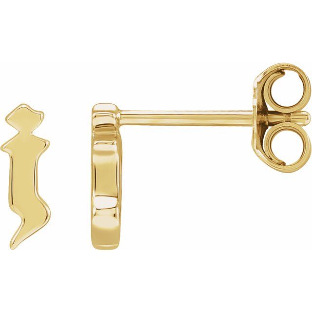 14K Gothic Initial J Earring