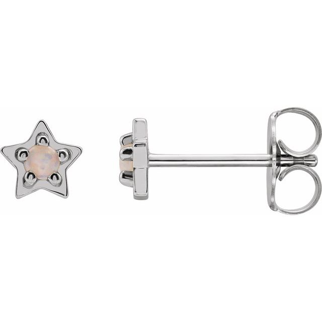 14K Natural Opal Petite Star Earrings