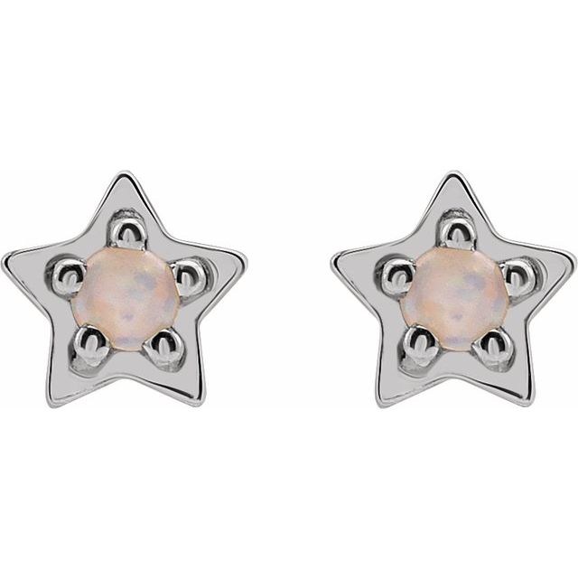 14K Natural Opal Petite Star Earrings