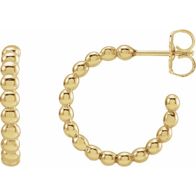 14K Beaded Hoop Earrings