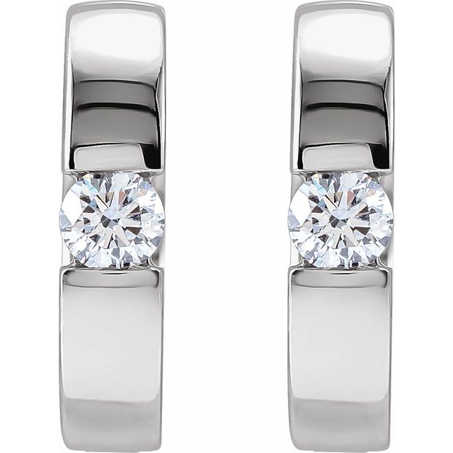14K 1/3 CTW Lab-Grown Diamond Hinged Huggie Earrings