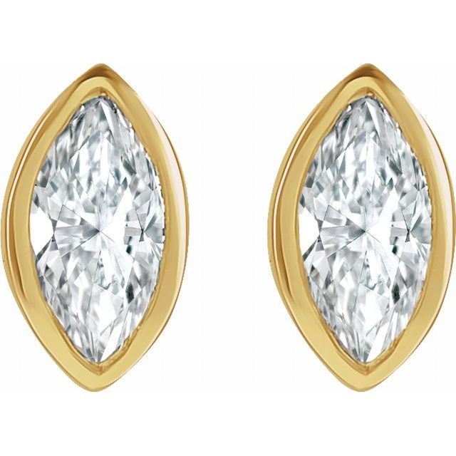 14K 1/10 CTW Natural Diamond Solitaire Bezel-Set Earrings