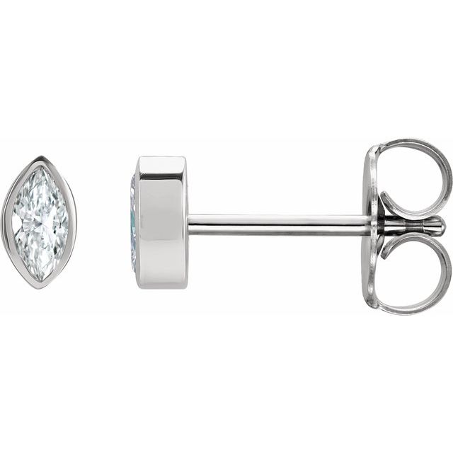 14K 1/10 CTW Natural Diamond Solitaire Bezel-Set Earrings