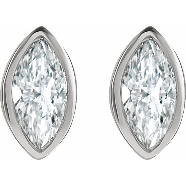 14K 1/10 CTW Natural Diamond Solitaire Bezel-Set Earrings